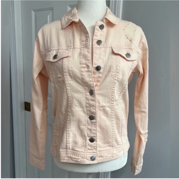 RACHEL Rachel Roy Jackets & Blazers - RACHEL Rachel Roy Blush Deconstructed Denim Jacket Size XS